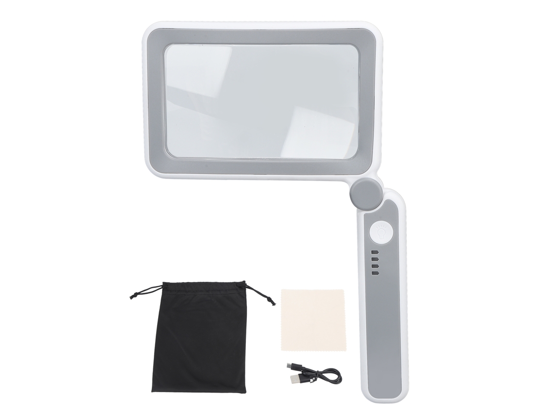 Lupa Rectangular 4x Con Luz, 3 Modos Led, Control Táctico Ergonómico, Diseño Portátil Para Personas Mayores, Ideal Para La Lectura.