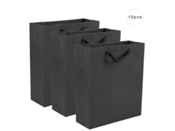 10 bolsas de papel kraft con asas, 34 x 23 x 9,5 cm, negras