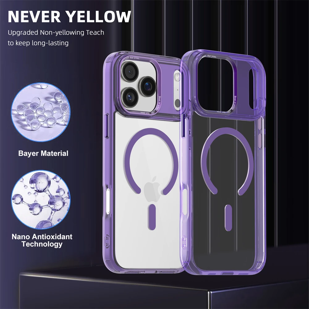 (iphone 15 Pro Max, Morado) Funda Magnética Para Iphone, Compatible Con Carga Inalámbrica Magsafe.