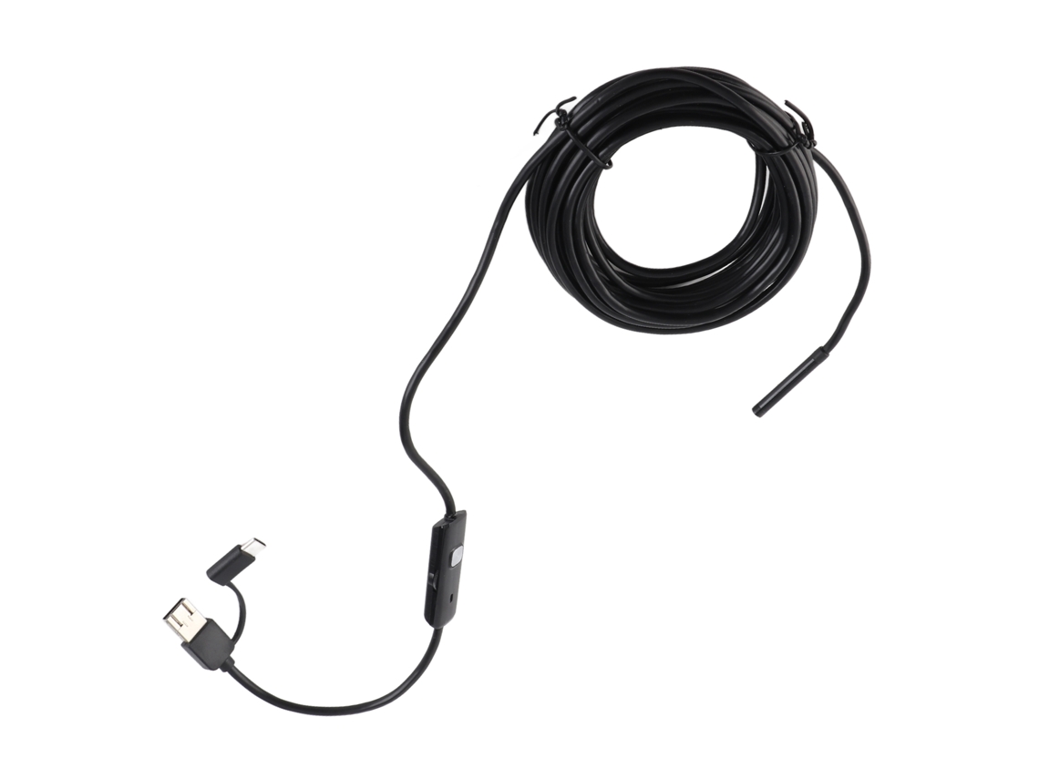 Cámara Endoscópica Usb Tipo C 3 En 1 Para Android Y Pc Con Luz Led, Cable Rígido De 5 M Y 5,5 Mm, Ip67