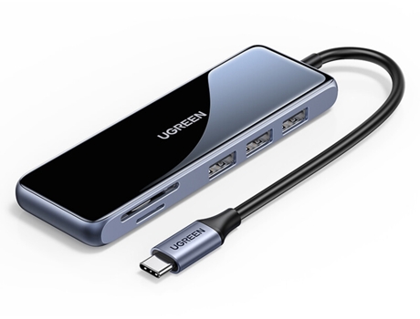 Adaptador UGREEN 80129 Cm314 Tipo-C a Hdmi Hub 3Usb3.0 Sd/TF 4K60Hz para Huawei Mate40/P50 S20