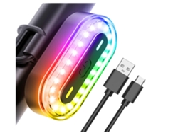 Luz Traseira Bicicleta 7modos 14cores Ipx8 Negro