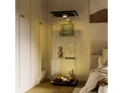 Vitrina De Cristal Con Luces Led, 3 Niveles, 1 Puerta, Estante Para Exhibir Objetos De Colección Para La Entrada Del Salón O Dormitorio