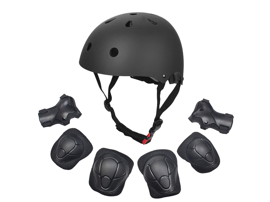 2026-7 Piezas Equipo Protector Skateboard Para Niños: Casco, Rodilleras, Coderas Y Muñequeras De Seguridad Deportiva