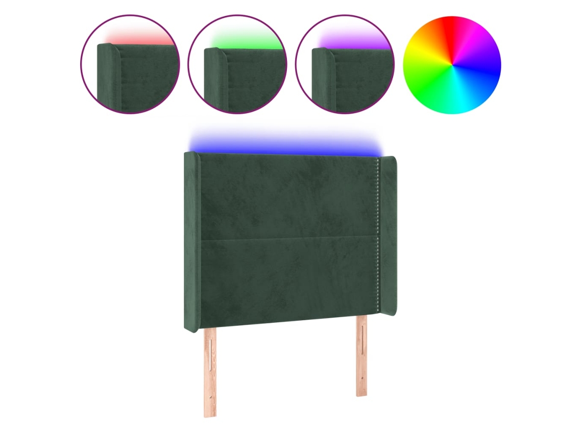 Cabecero Con Led VIDAXL Verde Terciopelo (93 x 16 x 118/128 cm)
