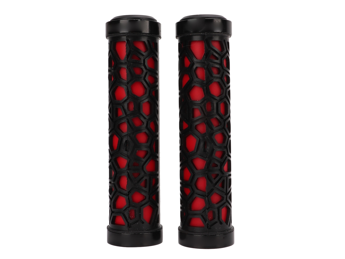 Puños Rojos Para Manillar De Bicicleta Con Textura Antideslizante En Relieve Y Sistema De Doble Bloqueo Para Bicicletas De Montaña.