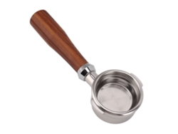Portafiltro Primerox de 58 mm sin fondo, de acero inoxidable y con mango de madera, para cafeteras Breville Serie 9.