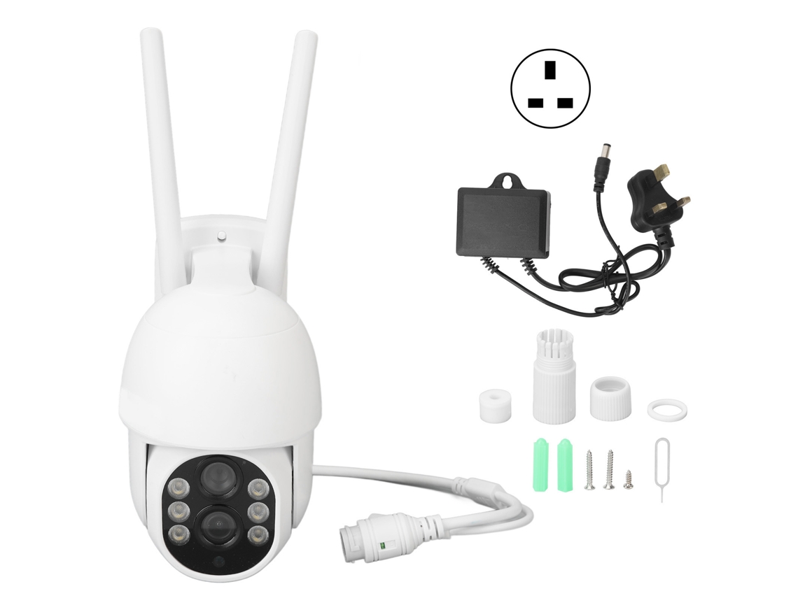 Cámara De Vigilancia Wifi Para Exteriores Con Doble Lente, Zoom Ptz De 350/90 Grados, Visión Nocturna A Color 1080p, 110-240 V, Enchufe Británico.