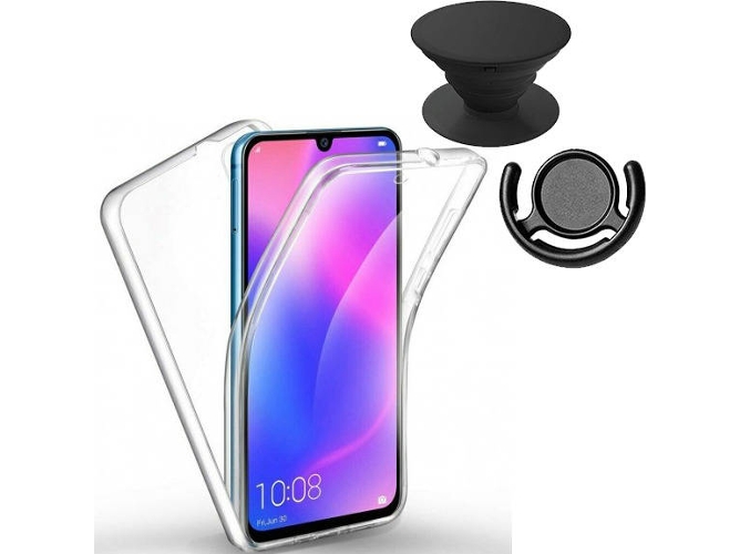 Kit Funda, PopSocket y Soporte PopSocket Huawei Y6 2019 360º Transparente