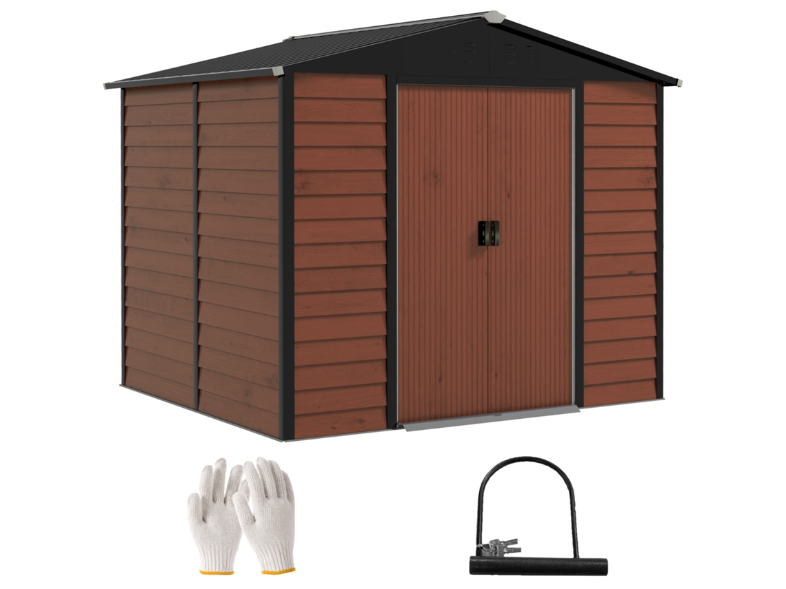 Casita De Juegos De Madera Para Exteriores, 4,4 M², 240 X 206 X 198 Cm, Base, Puerta Corredera, Cerradura, Madera De Teca.
