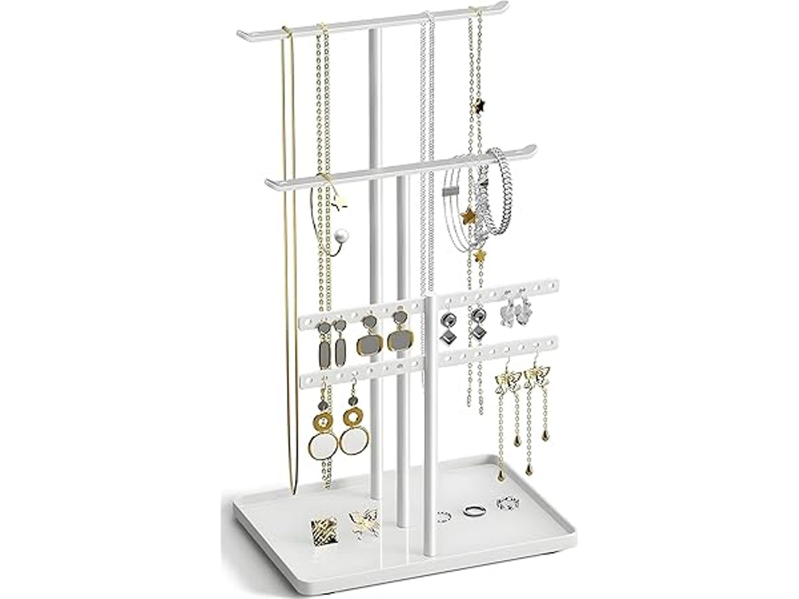 Organizador de joyas, soporte de 32 cm de altura, 4 estantes, resistente y duradero, ideal para guardar collares y perfumes, a base de agua - STELASPLEN