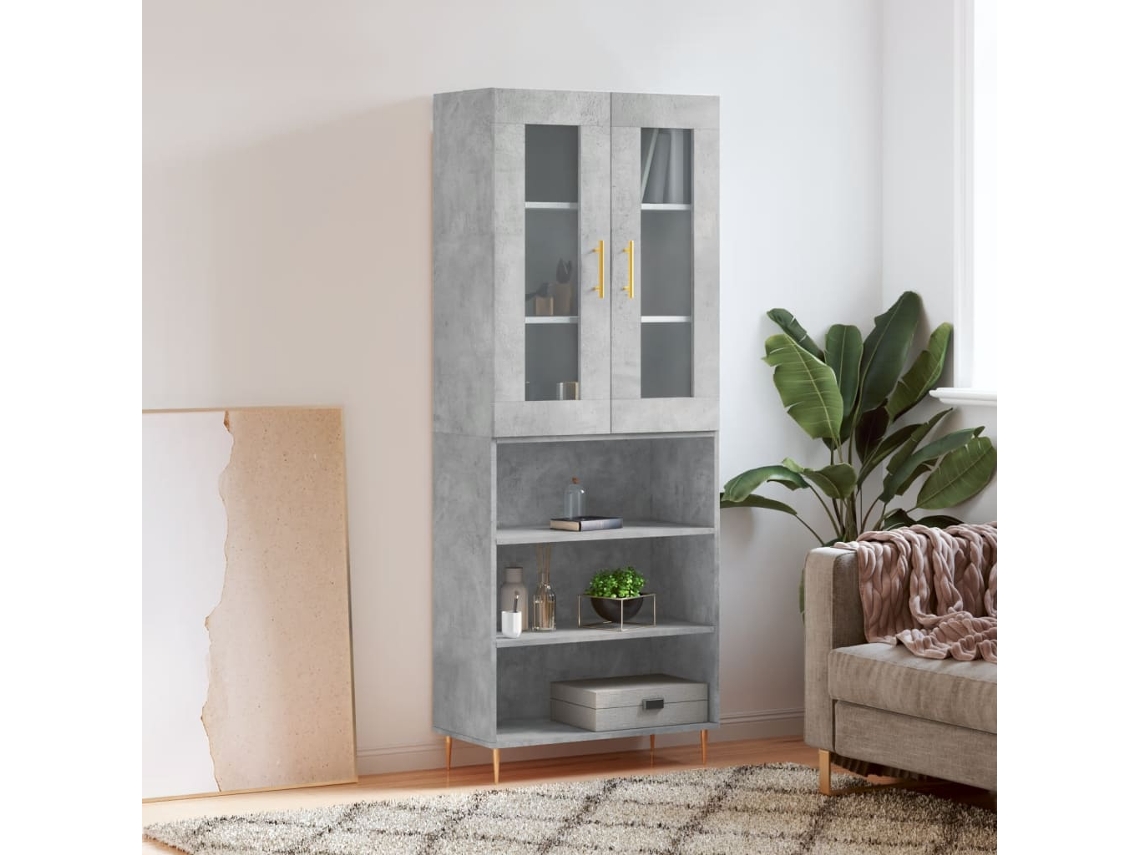 Aparador Alto Madera Contrachapada Gris Hormigón 69,5x34x180 Cm