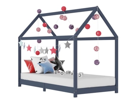 MAISON EXCLUSIVE - Estructura de cama infantil madera maciza pino gris 90x200 cm
