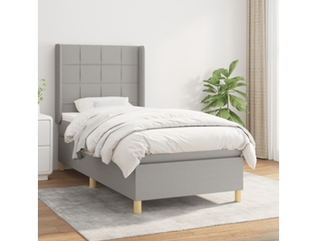 vidaXL Cama con somier y colchón 90x190 cm tela gris claro