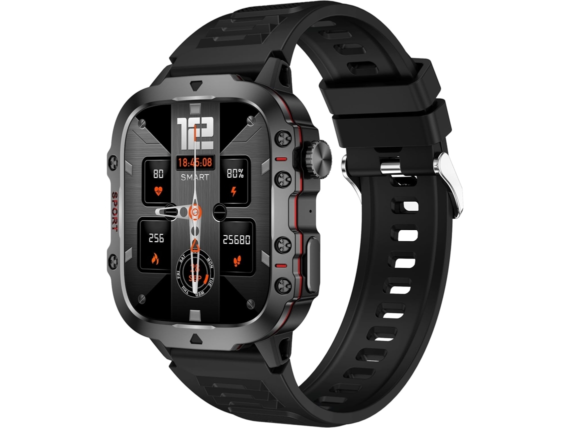 1 96 Reloj inteligente militar para hombres Reloj deportivo Hacer/responder llamadas Monitor de presión arterial durante el sueño YEMAESRE