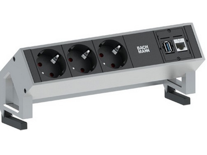 Extensión Eléctrica BACHMANN 3x Schuko - CAT6 1 - USB3.0 (1.5 m - 3 Tomas)