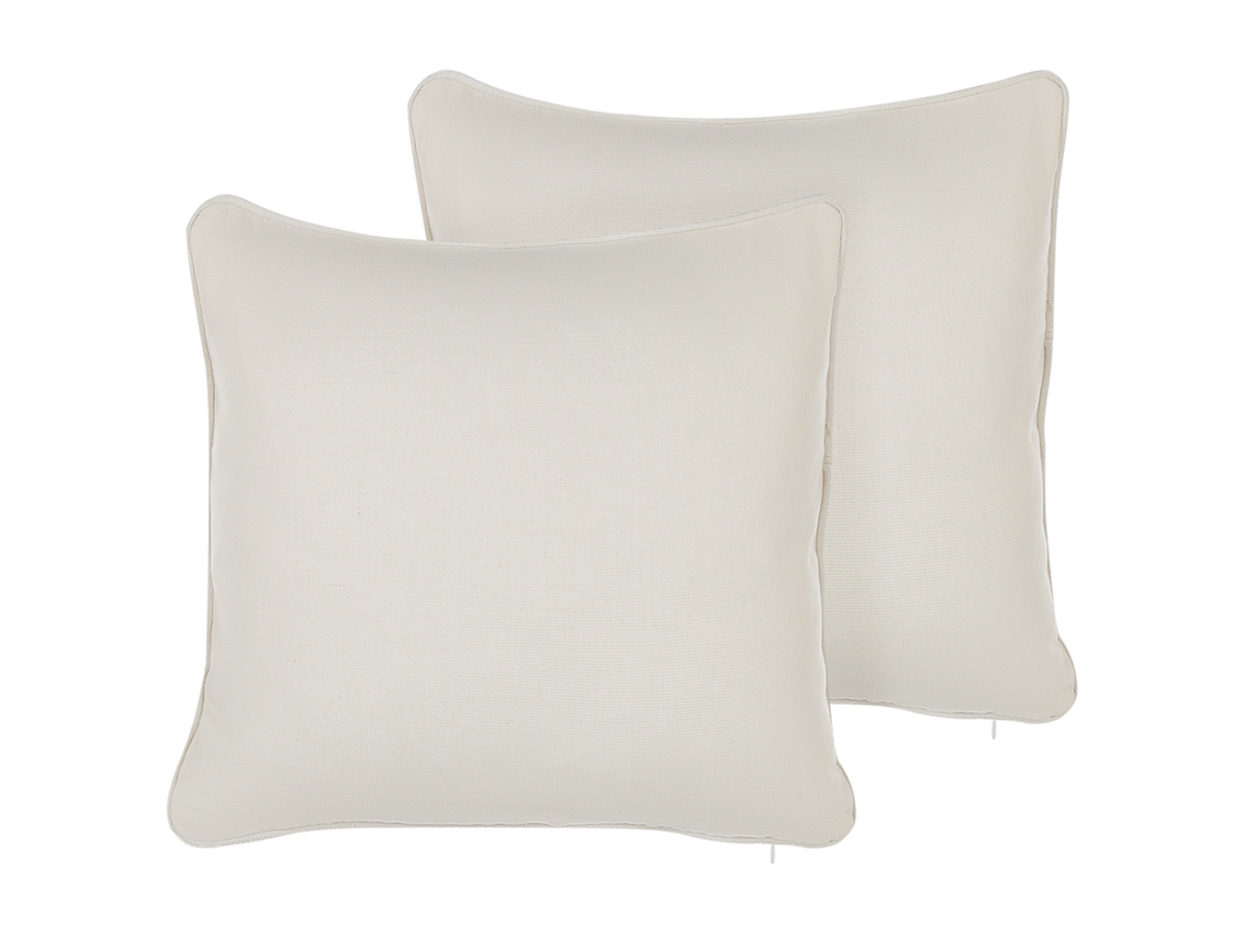 Juego de cojines decorativos BELIANI Heliotrope de Poliéster, Algodón Blanco 45x45x10