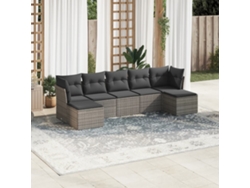 Conjunto de sofás de jardín de 7 piezas DKD Home Decor con cojines de mimbre gris