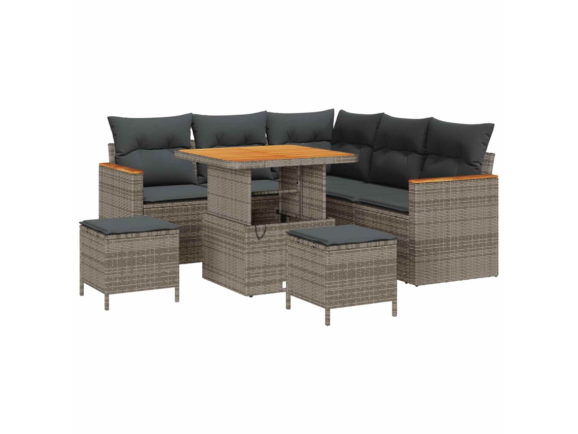 Maison Exclusive - Conjunto De Sofás De Jardín 8 Pcs Gris Ratán Sintético