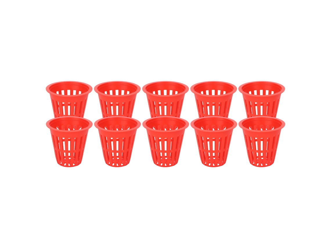 10 Cestas De Cultivo Hidropónico De Plástico Con Malla Para Jardín Y Balcón, Color Rojo.