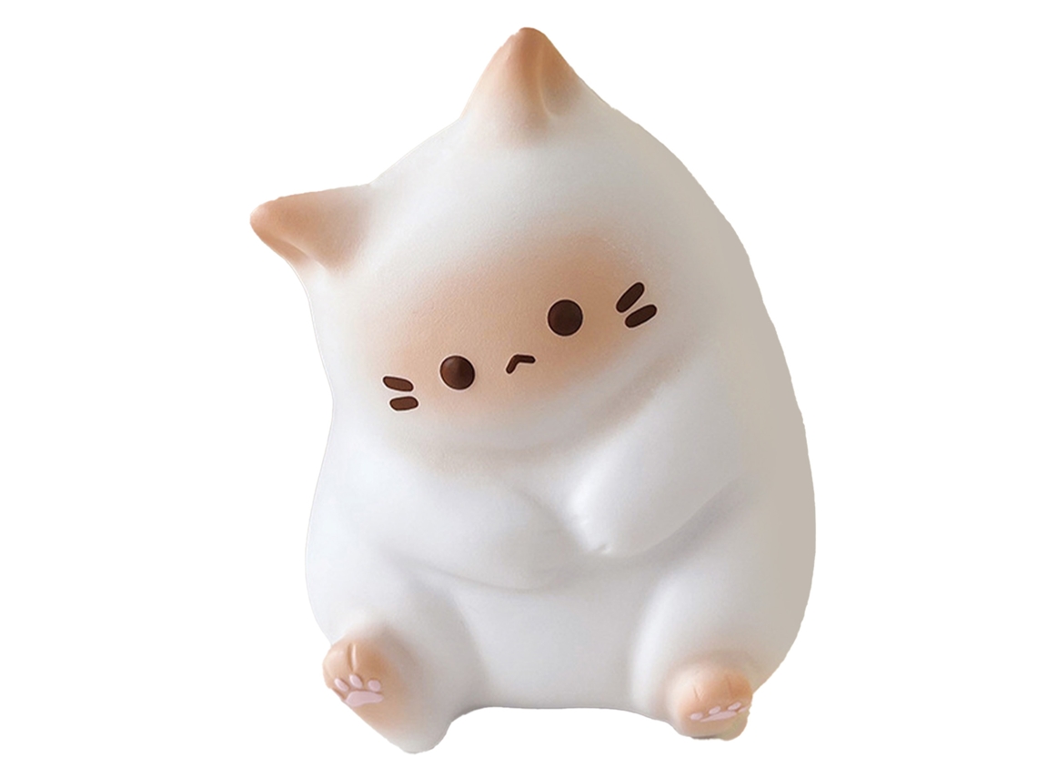 2026 Lindo juguete blando de gato de PU suave antiestrés decorativo blanco para el hogar, la oficina y los viajes