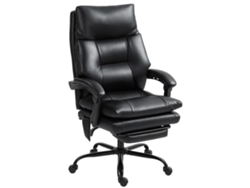 Cadeira De Escritório Ergonômica, Em Couro Pu, Com Suporte Lombar Inflável, Encosto Reclinável E Altura Ajustável, Preta.