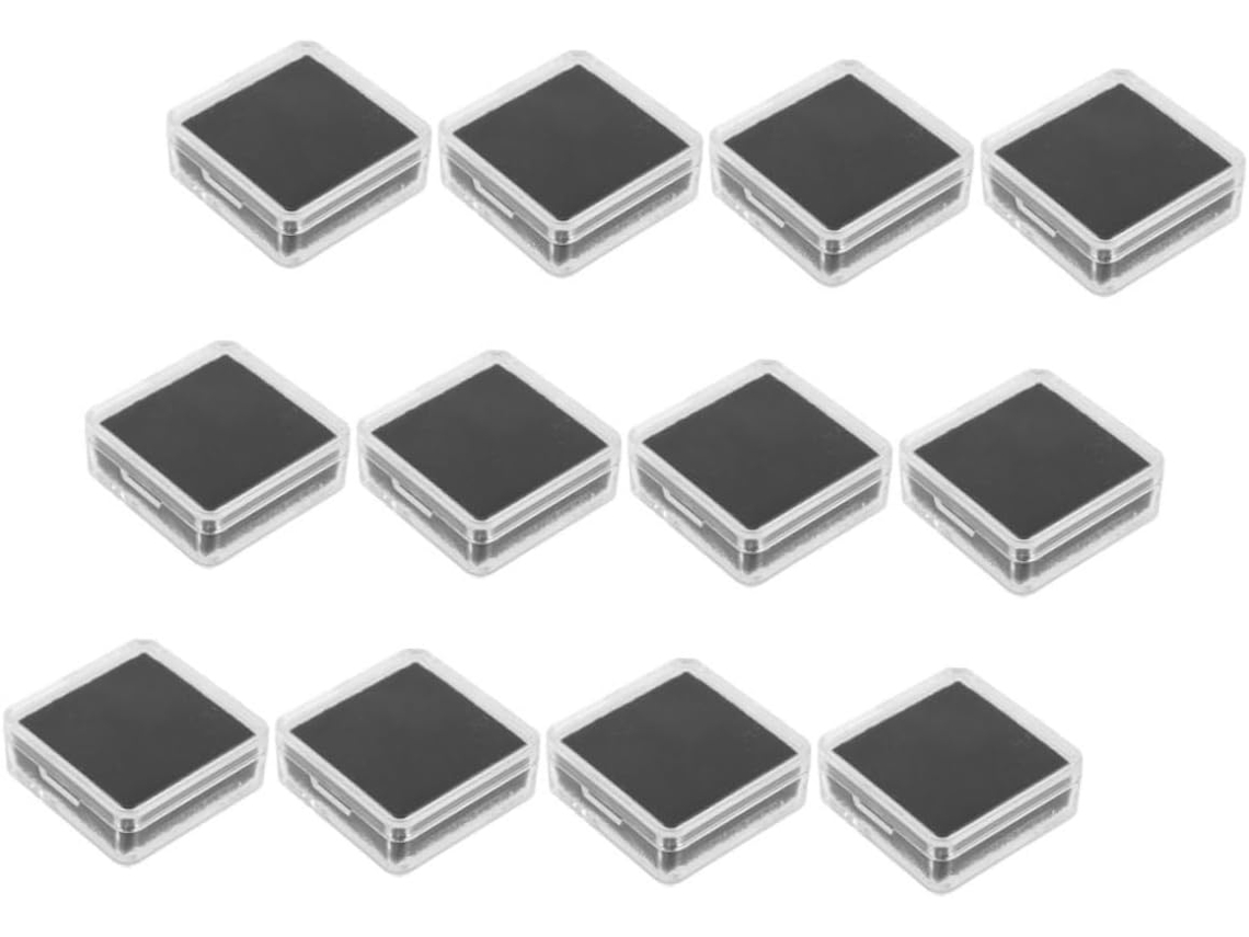 Caja De Presentación De Piedras Preciosas Transparente, 12 Piezas, 7x7x3 Cm, Acrílico.