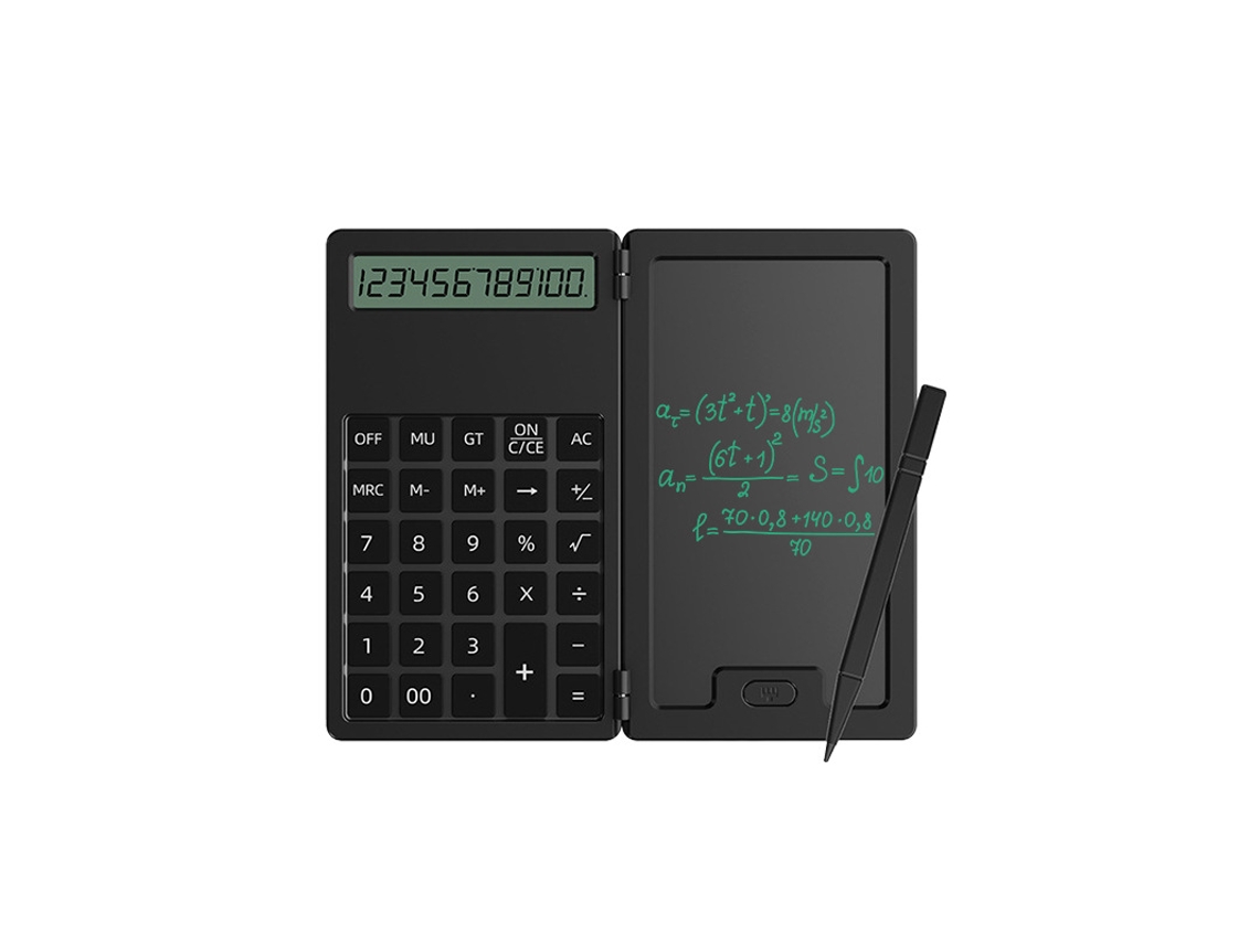 Calculadora recargable Chrui con pantalla grande de 12 dígitos y tableta de escritura borrable (negra)