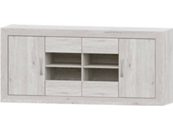 Aparador MUEBLAM Niza (Blanco Artic y Plateado - Melamina - 160x80x42 cm)