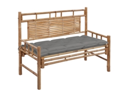 Banco de jardín con cojín de 120 cm de bambú Dkd Home Decor