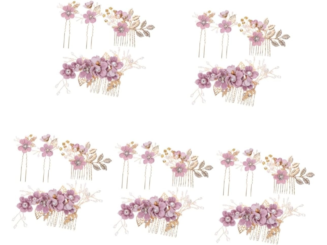 20pièces Peigne A Cabello Floral Et Bâtonnys Pour Mariée Accessoires De Coiffure Élégants Mariage