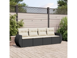 Conjunto de sofás de jardín de 4 piezas DKD Home Decor con cojines de mimbre negros