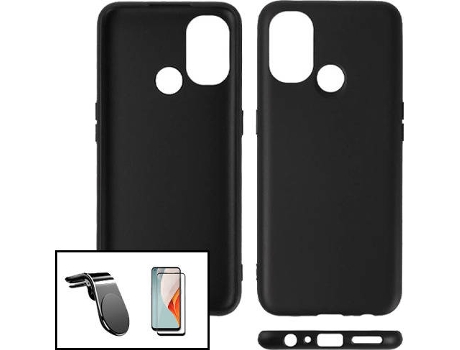 Carcasa + Protector + Soporte OnePlus Nord N100 PHONECARE Silicona Líquida Negro