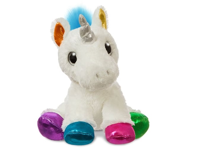 Peluche AURORA Unicornio blanco patas color 31 cm