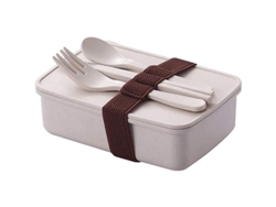 2026da-caja De Lonchera Portátil De Fibra De Bambú Para Estudiantes Con Cierre Hermético Capa Sola Color Beige