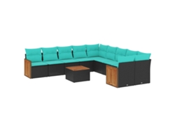 Maison Exclusive - Conjunto De Sofá De Jardín De 11 Piezas Con Cojines, De Poliratán Negro