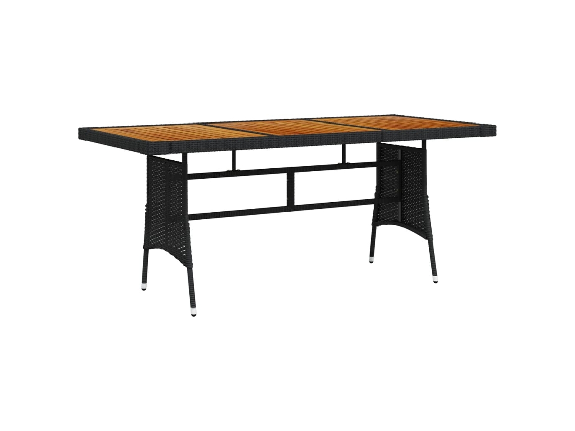 Mesa de jardín de mimbre y acacia maciza negra (160 x 70 x 72 cm) DKD HOME DECOR