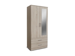 Armario para dormitorio con 2 puertas, 2 cajones y espejo, Cambria