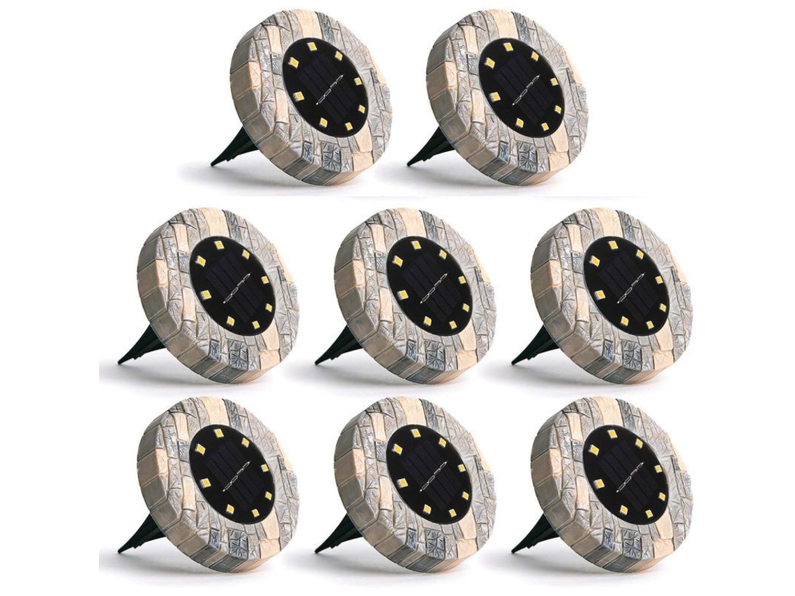 2026-8 Lámparas Solares De Jardín Impermeables Ip66 12 Led Luz Blanca Cálida Automatizadas Para Exteriores
