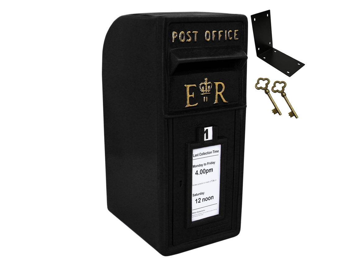 Metaroyal Mail Post Box Preto Ferro Fundido Pilar Post Letter Box Wall Mount Postal