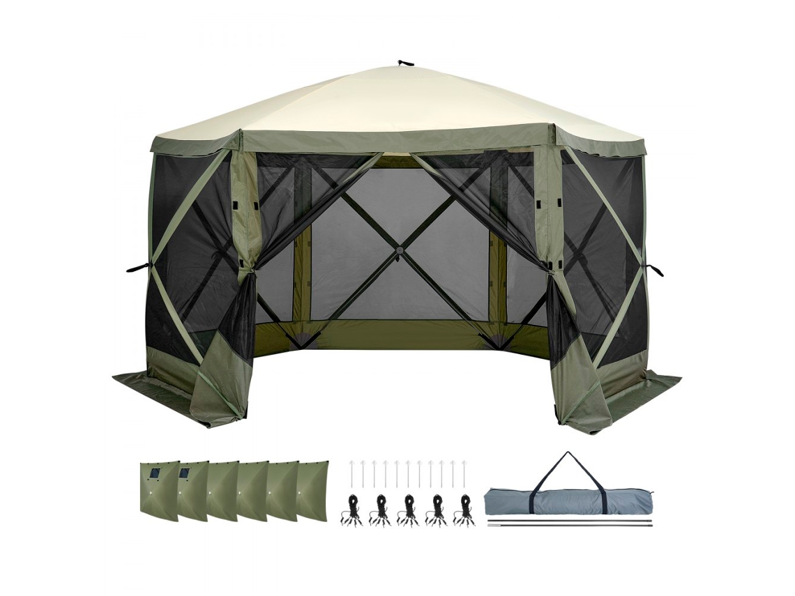 Pabellón de Camping y Carpas Plegables para 8 Personas con Protección UV y Mosquitera Tekmaquinas