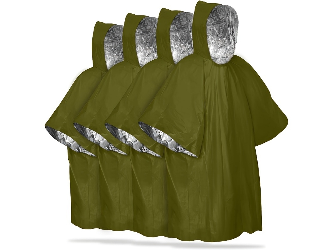 Impermeable de emergencia, manta cálida, equipo de supervivencia para acampar al aire libre, 4 juegos, verde Siurn