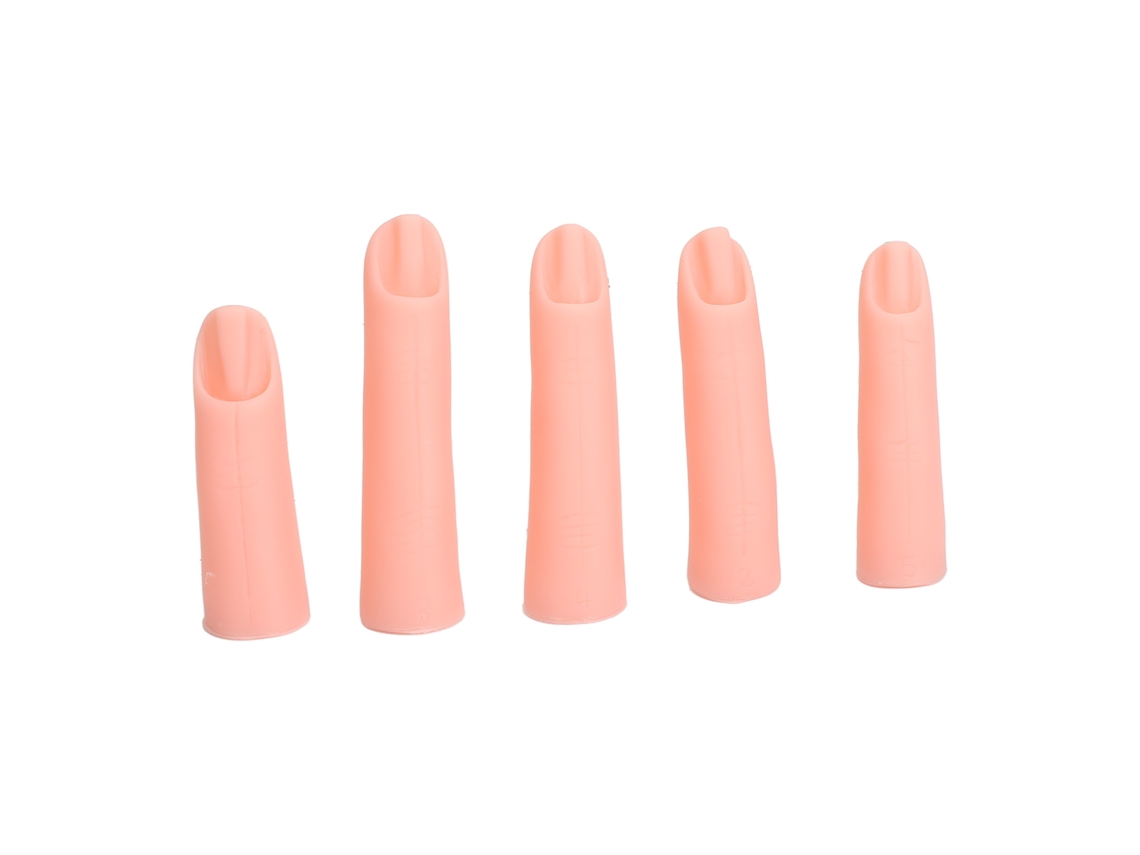 Rebe - Juego de 5 dedos postizos de silicona suave con imán para práctica profesional de decoración de uñas (DIY)