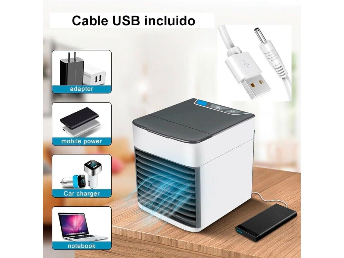 Mini Aire Acondicionado Portátil Silencioso USB de mesa 7 W Ventilador 3 EN  1 Mini Refrigerador Enfriador 3 Velocidades Luz LED