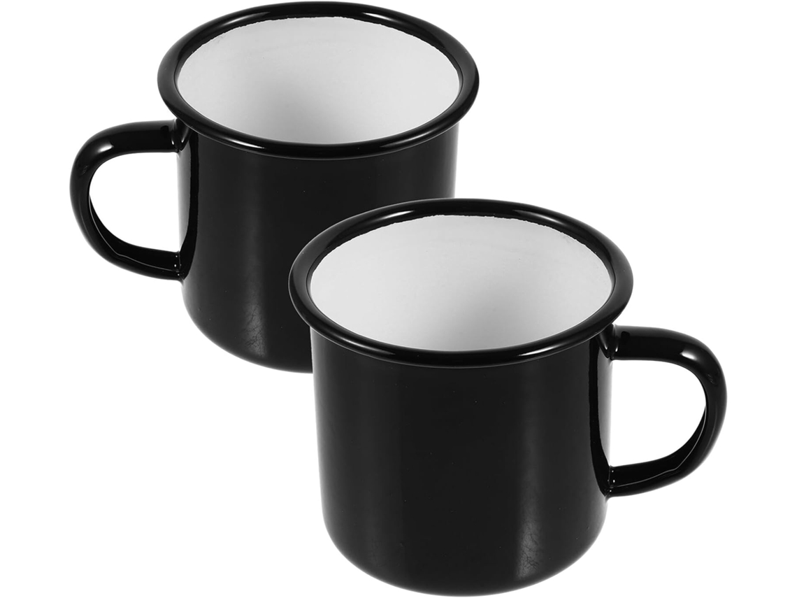 2 Piezas, Té, Café, Diseño Simple, Juego De 2 Tazas De Esmalte Vintage De 350 Ml Para Té Y Café.