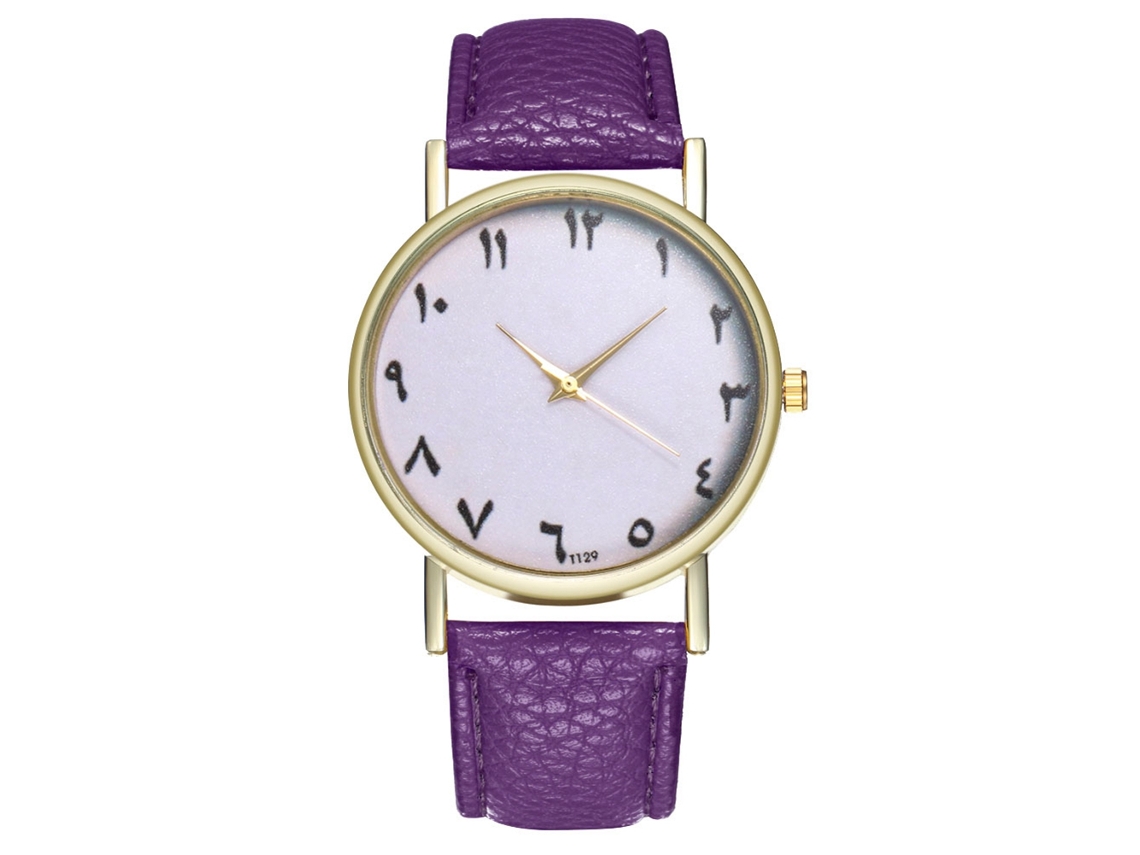 Reloj De Pulsera De Cuarzo Con Correa De Pu Zhoulianfa Dial Redondo Simple (morado)