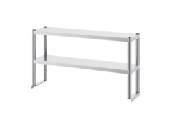 Estante doble de acero inoxidable de dos niveles Succebuy, 30 x 122 cm, para mesa de preparación