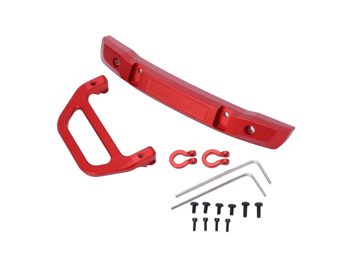 Parachoques delantero de aleación de aluminio 2026 con gancho en U para coche RC Axial 1/24 SCX24, accesorio de repuesto rojo.