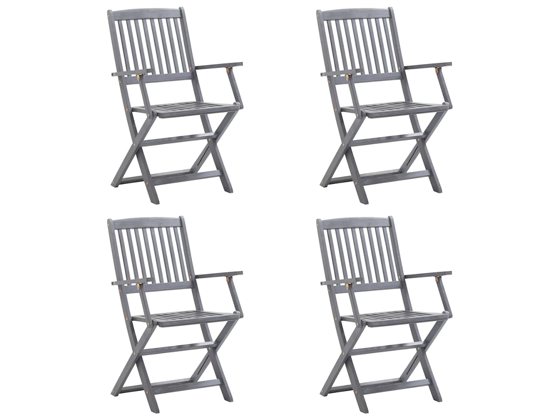 Maison Exclusive - Sillas De Jardín Plegables 4 Uds Cojines Madera Maciza Acacia