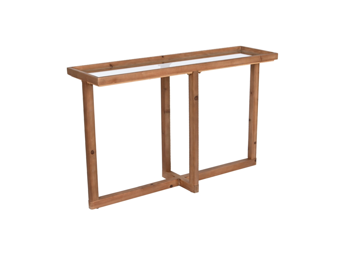 Consola de abeto con cristal marrón natural, Alexandra House Living (120x33x75cm)